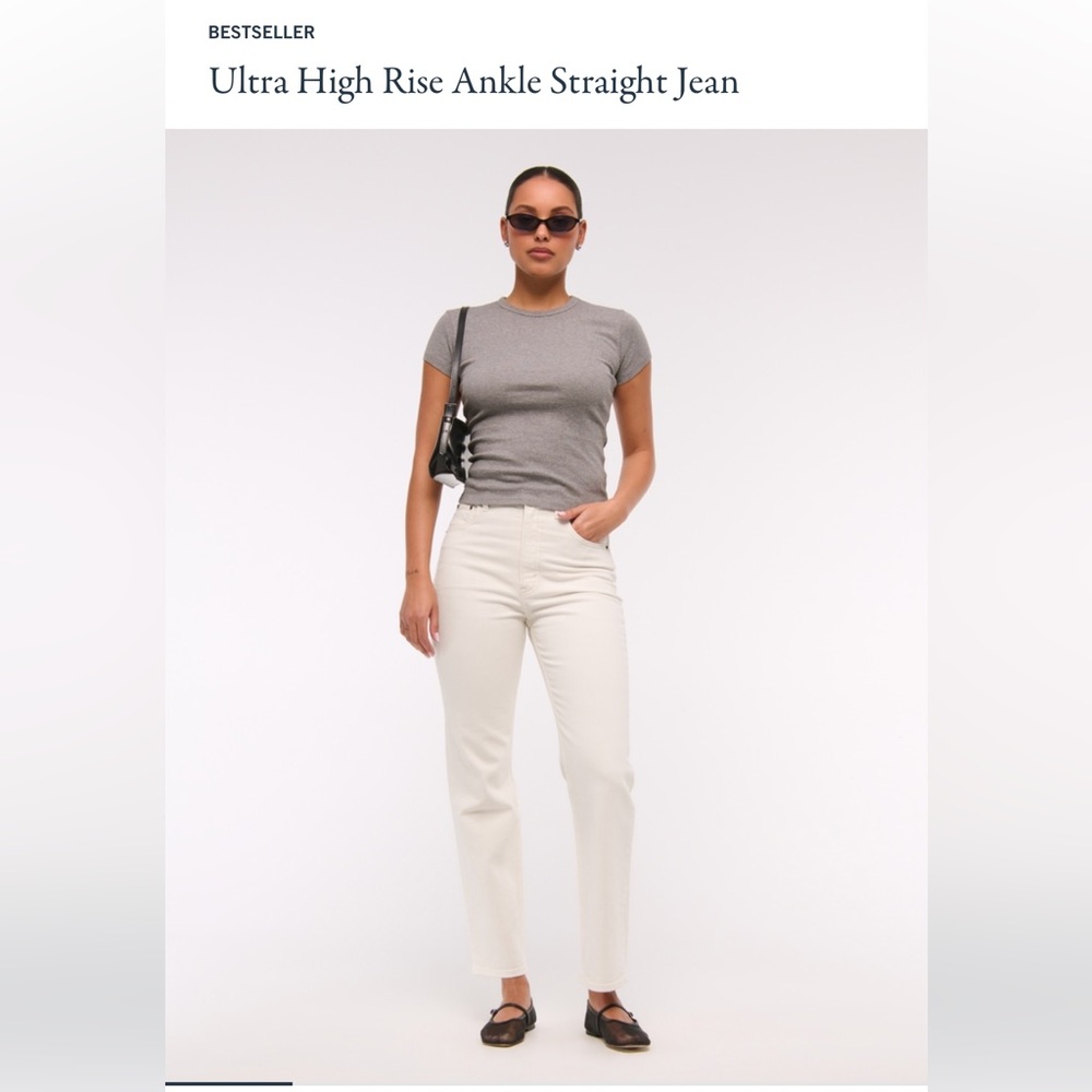 Abercrombie & Fitch - The Ankle Straight Ultra High RiseCream Straight Leg Jeans